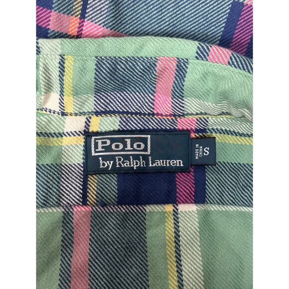 New Polo Ralph Lauren Shirt Small Mens Green Plaid Flannel Work Utility - Picture 7 of 8